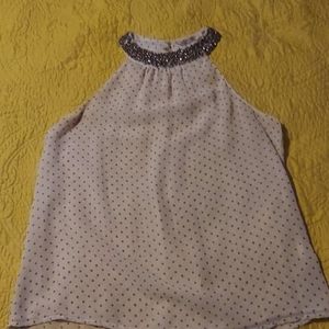 Zara Trafaluc polka dot halter with emb. collar